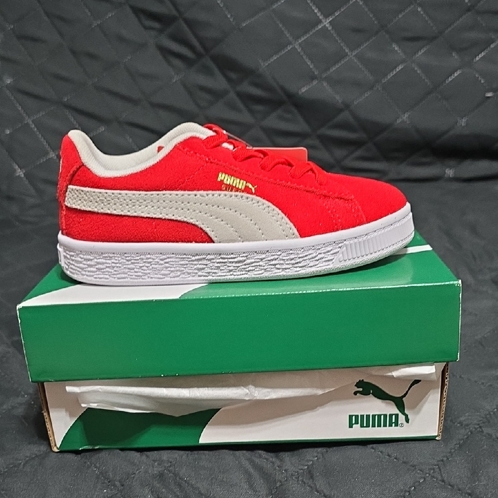 Puma Kids Vibrant Red and White Sneakers